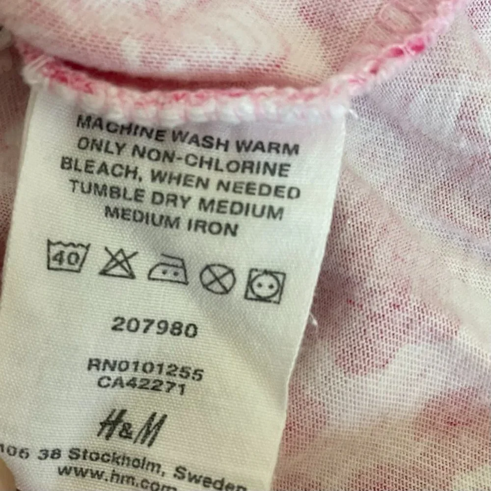 H&M Girls Pink & White Flower Sleeveless Sun Dress Size 5-6Y